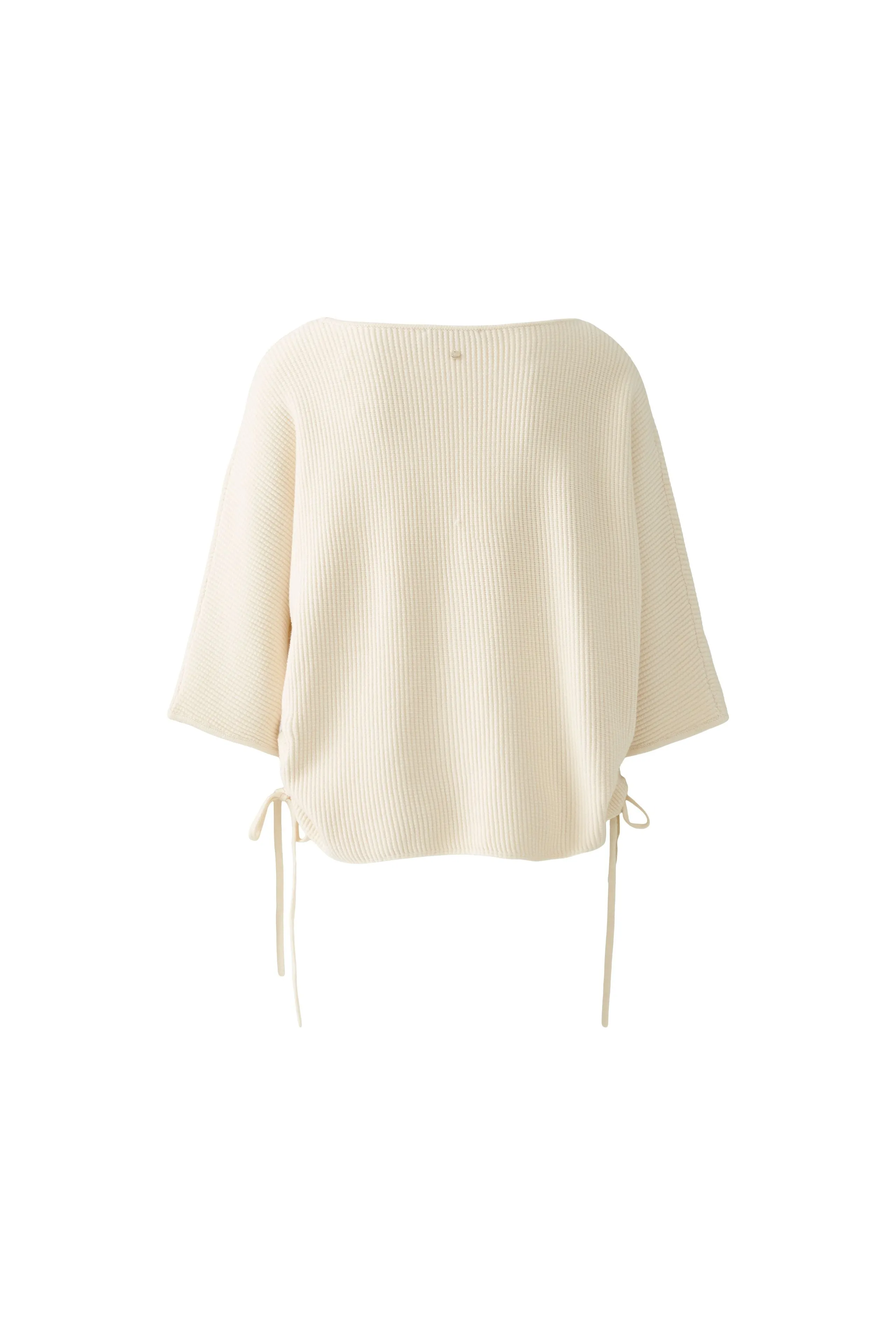 Oui Cream Ribbed Waffle Knit Jumper With Tie Sides