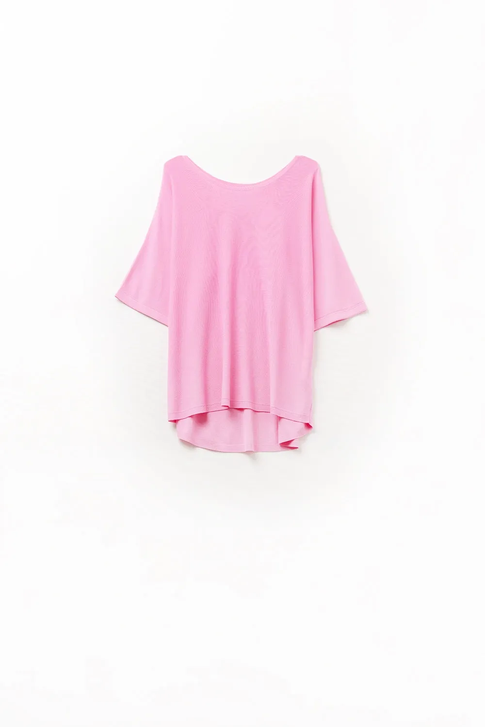 Oversized sweater in fuchsia with Elbow-Length Sleeves