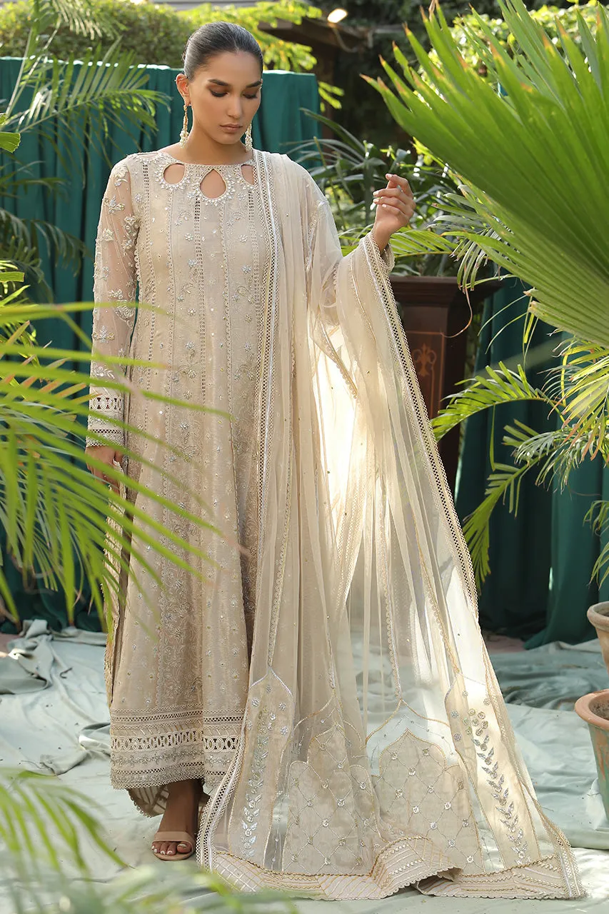 Pakistani Embroidered White Kalidar Pishwas Wedding Dress