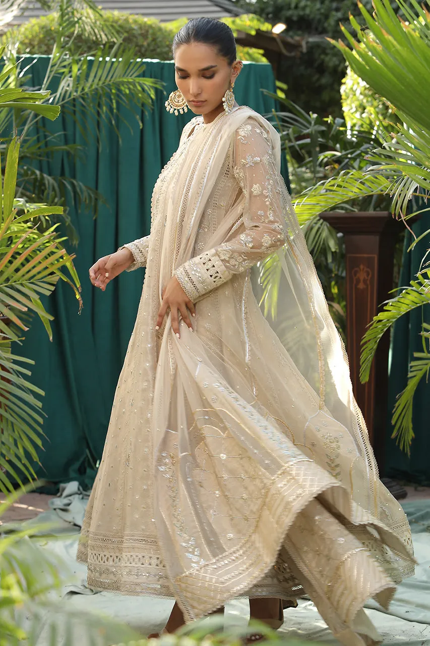Pakistani Embroidered White Kalidar Pishwas Wedding Dress