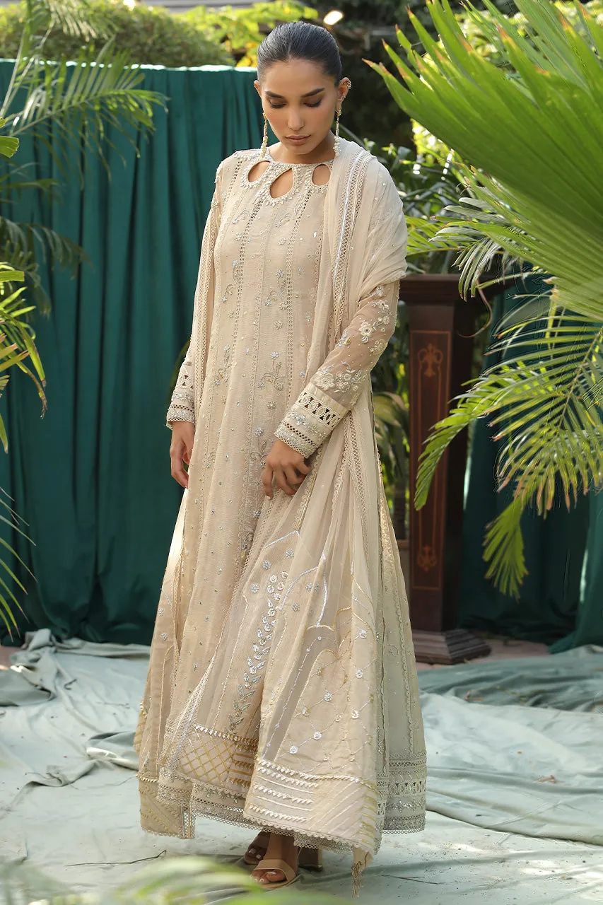 Pakistani Embroidered White Kalidar Pishwas Wedding Dress