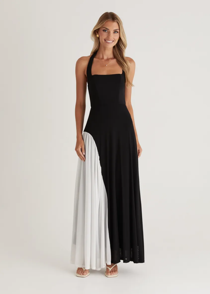 Parissa Halter Maxi Dress - Black
