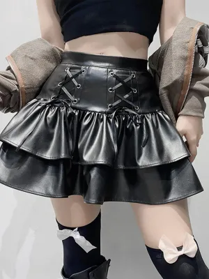 Patchwork Fake Two Pleated Skirt