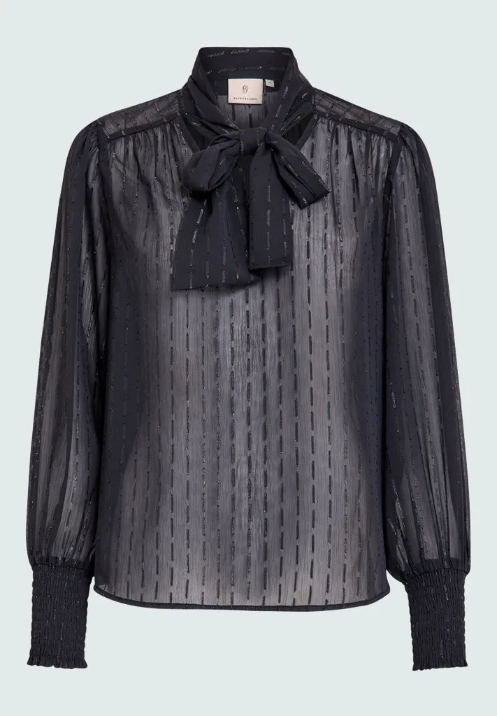 PCDebora Bow Blouse - Black