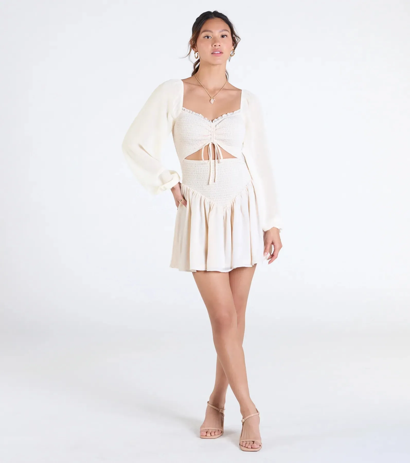 Perfect View Smocked Cutout Skater Dress