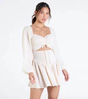 Perfect View Smocked Cutout Skater Dress