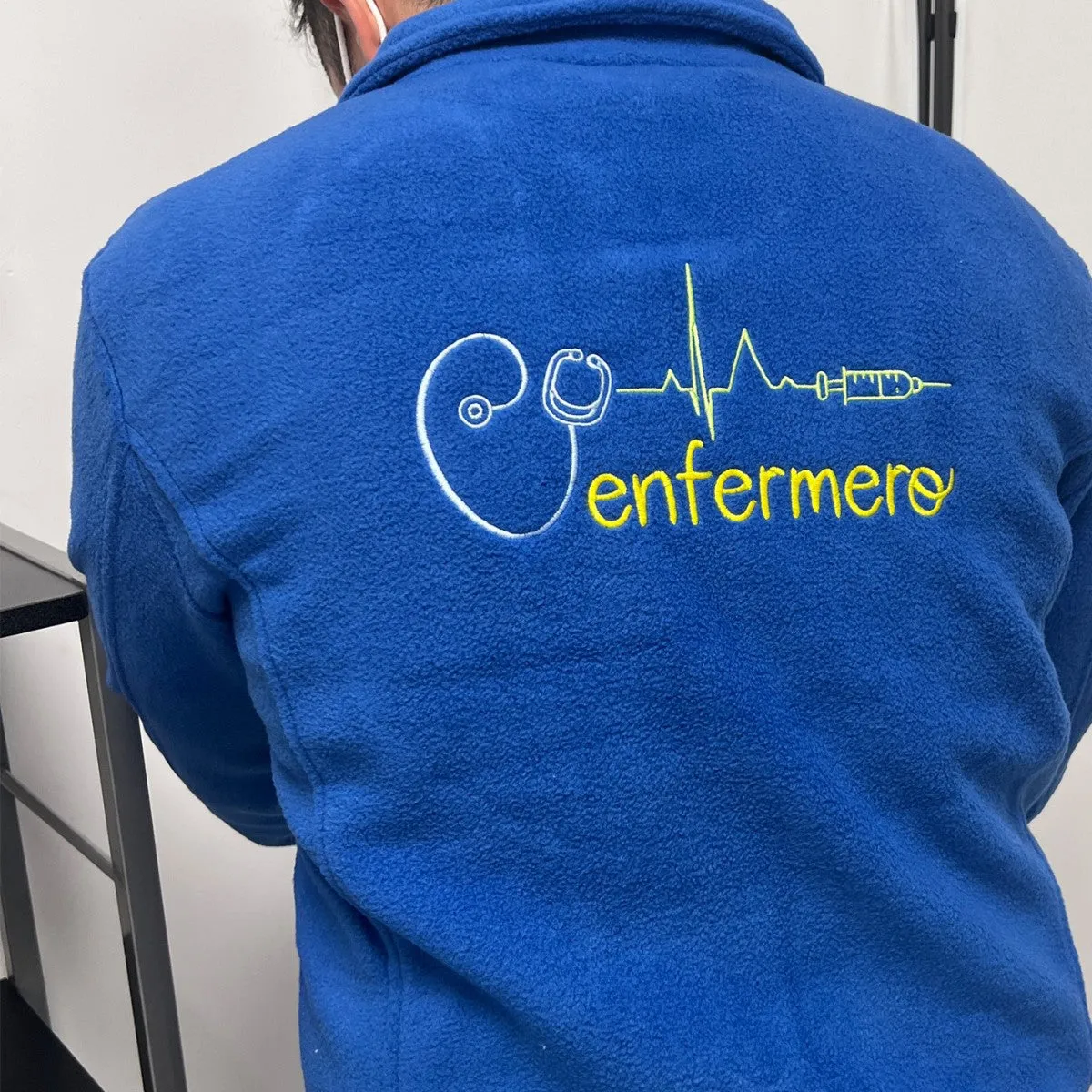 Personalised Custom Name Men Fleece Jacket Blue Design 5