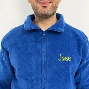Personalised Custom Name Men Fleece Jacket Blue Design 5
