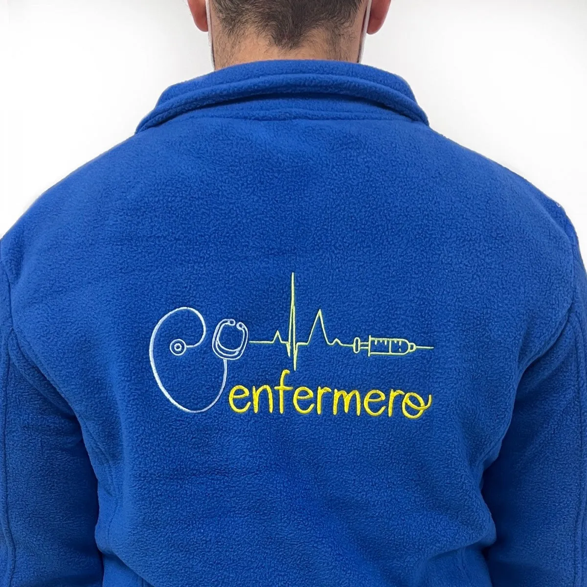 Personalised Custom Name Men Fleece Jacket Blue Design 5