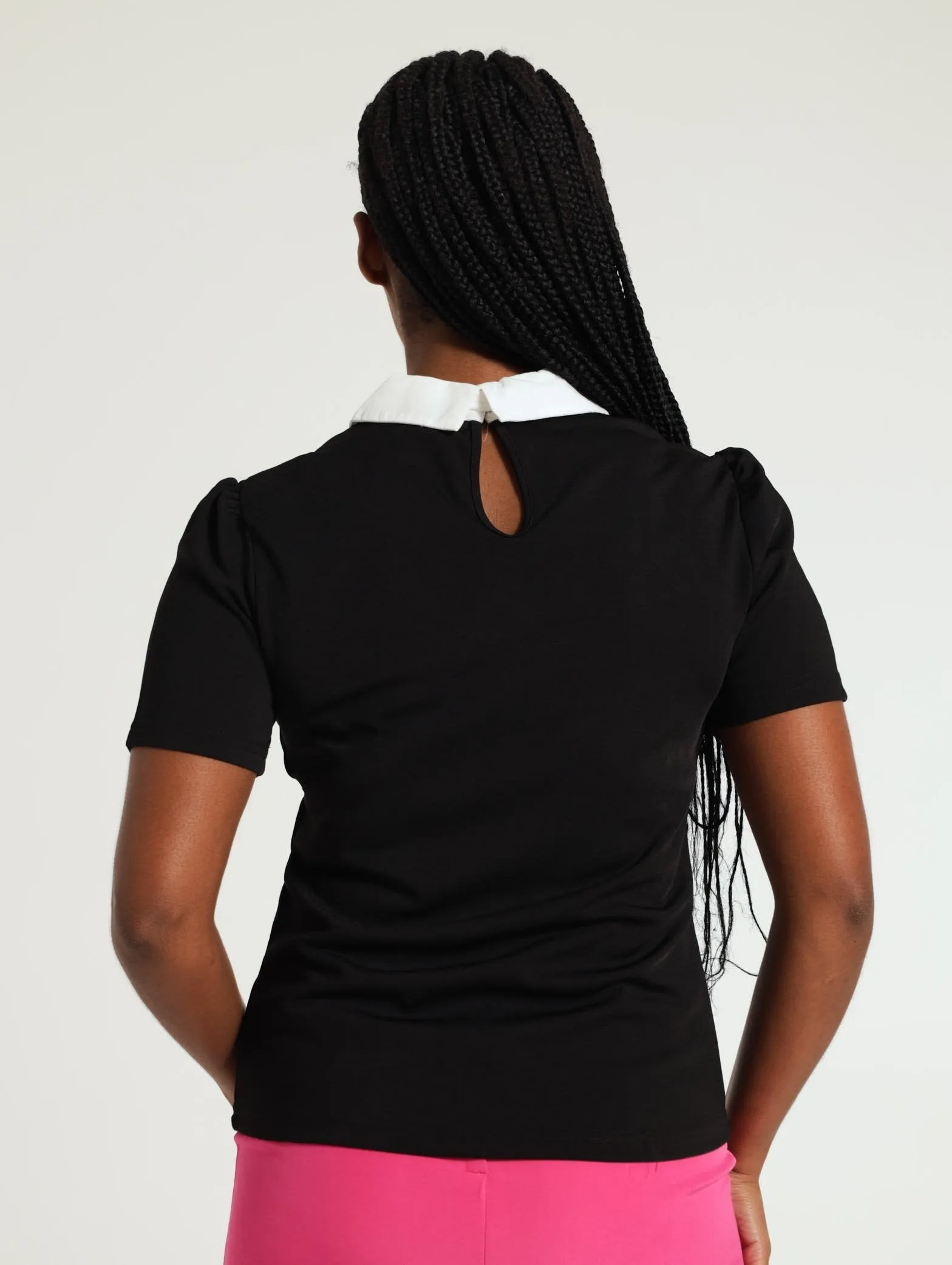 Peter Pan Bow Tee - Black/White