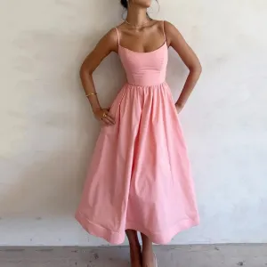 Pink Corset Strappy Skater Dress