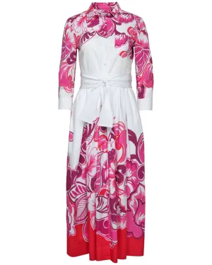 Pink Flora Belted Nidina Shirtdress