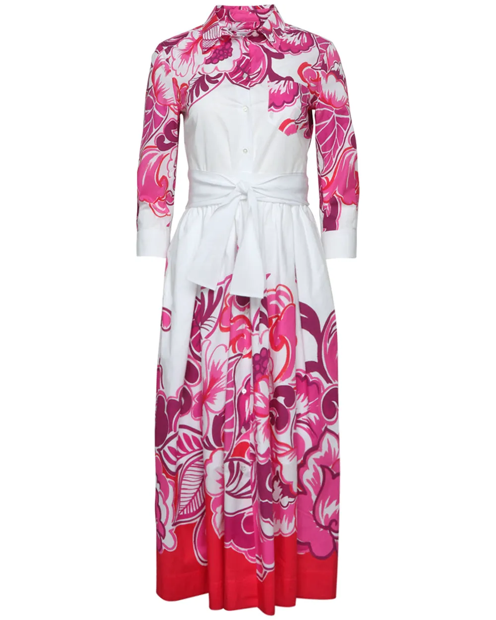 Pink Flora Belted Nidina Shirtdress