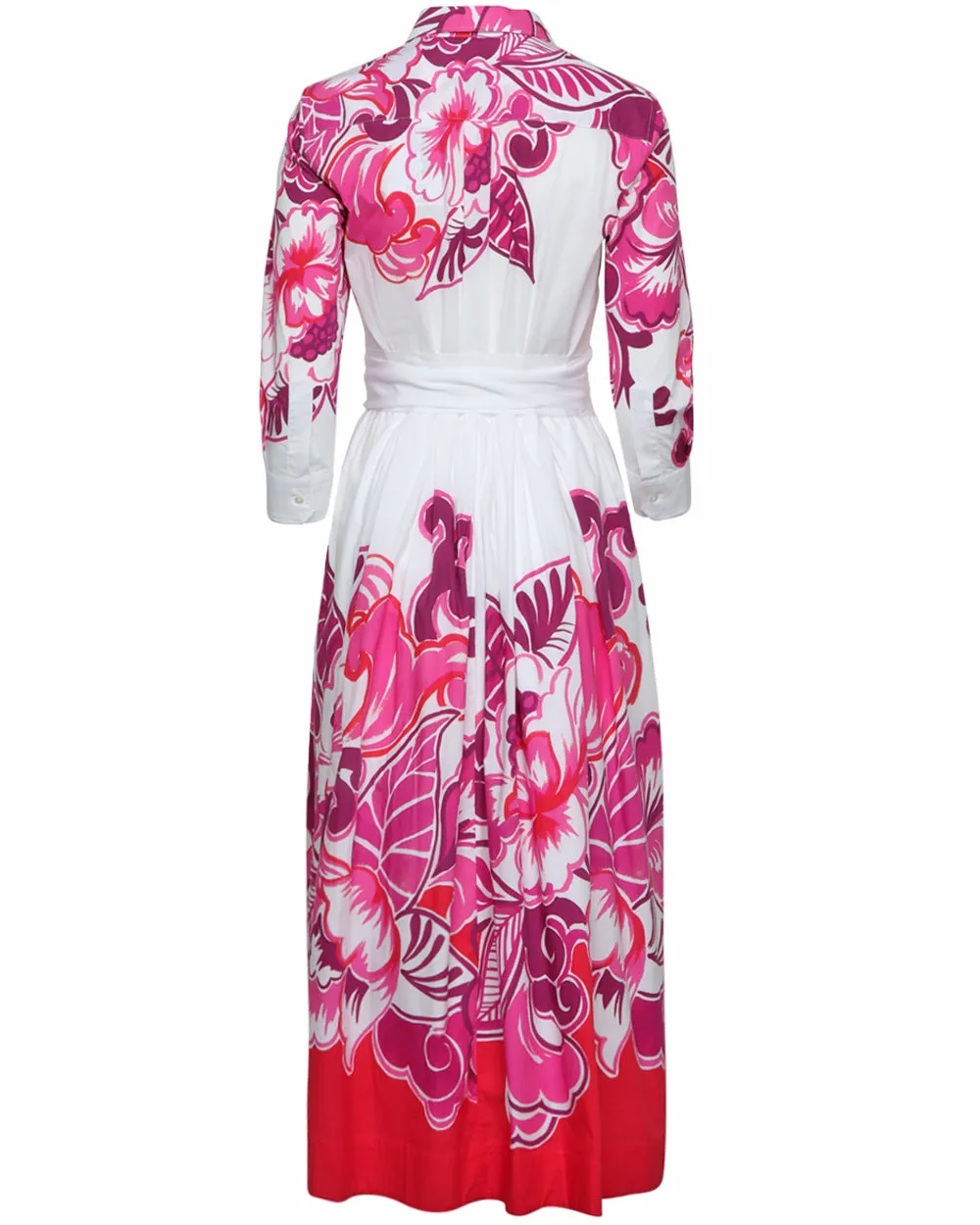 Pink Flora Belted Nidina Shirtdress