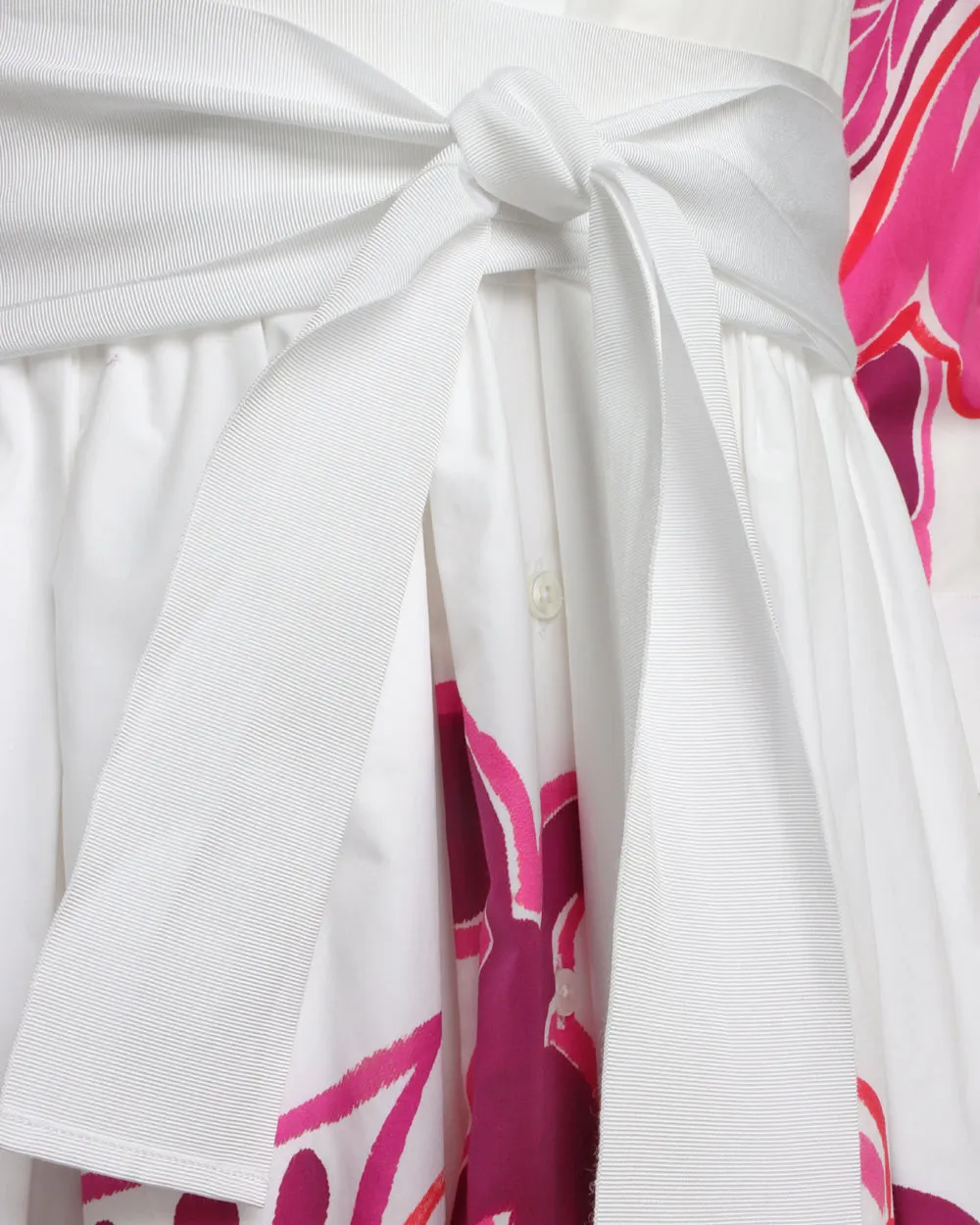 Pink Flora Belted Nidina Shirtdress