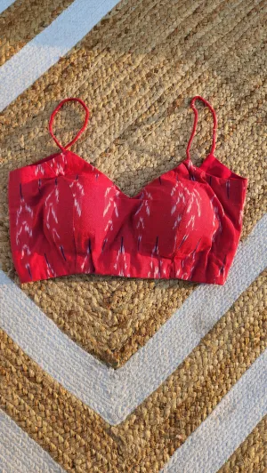 Pink Ikat Noddle Strap Blouse