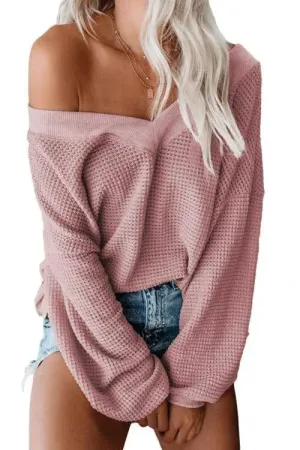 Pink V-Neck Casual Top