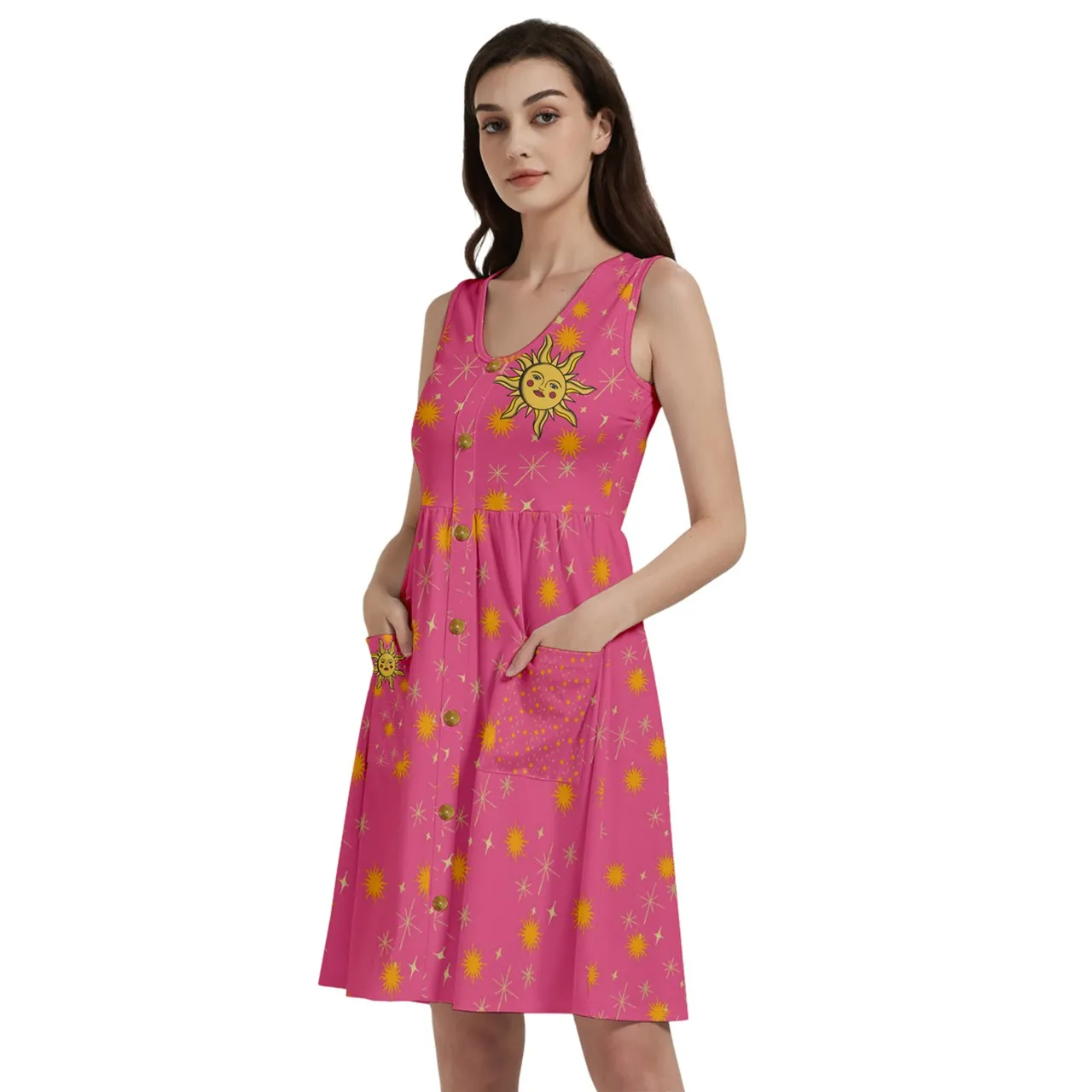 Pink Whimsy Pocket Dress With Pocket