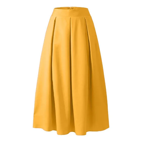Plain pleated skirt with high waist
