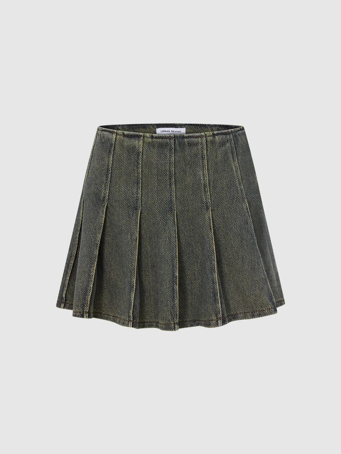 Pleated Denim Mini Skirts
