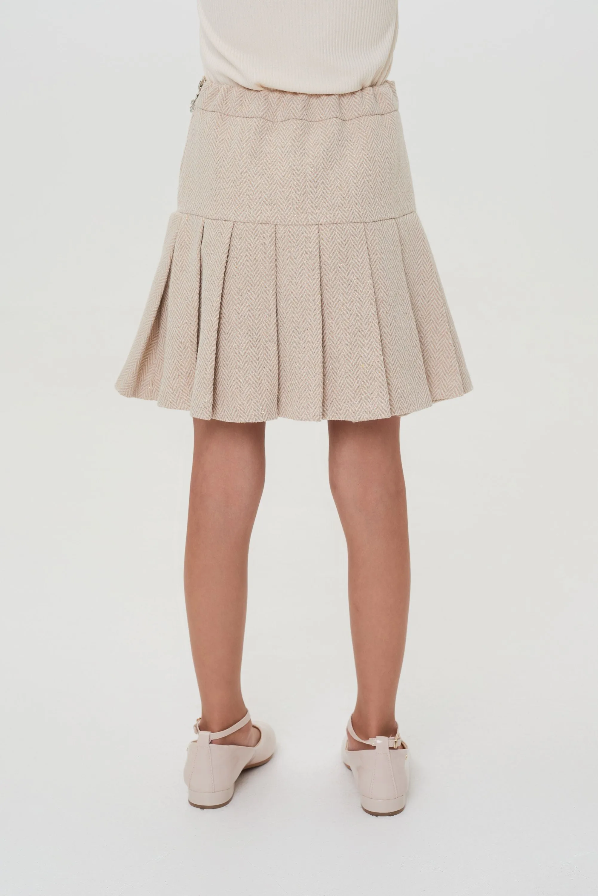 Pleated Tweed Skirt