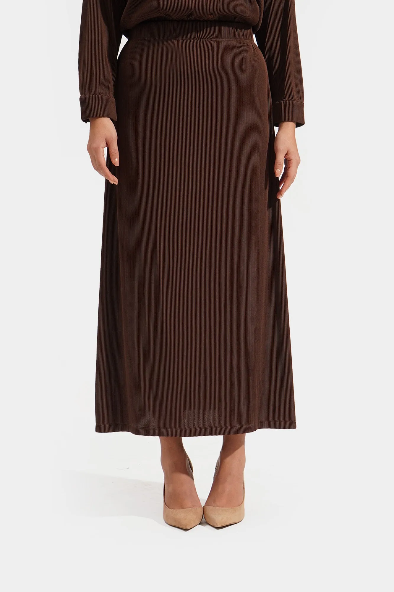 Plisse Midi Skirt