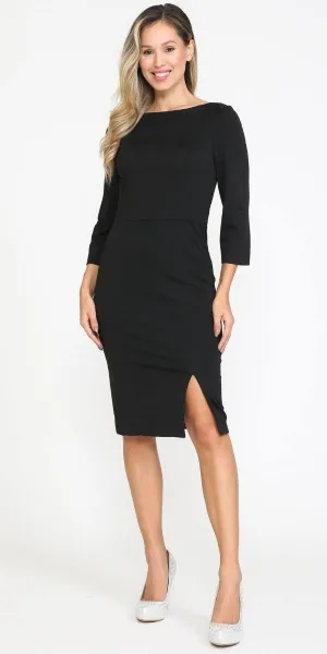 Poly USA 8526 Midi Knee Length Dress with 3/4 Length Sleeves