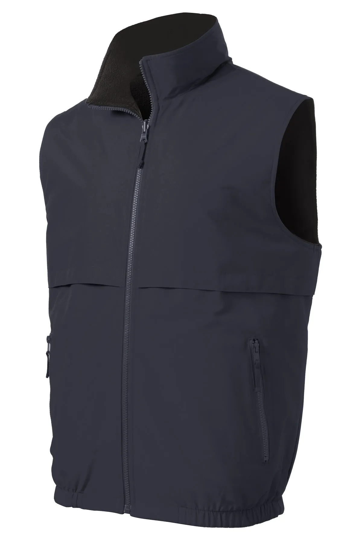 Port Authority Reversible Charger Vest. J7490 Battleship Grey/ Black
