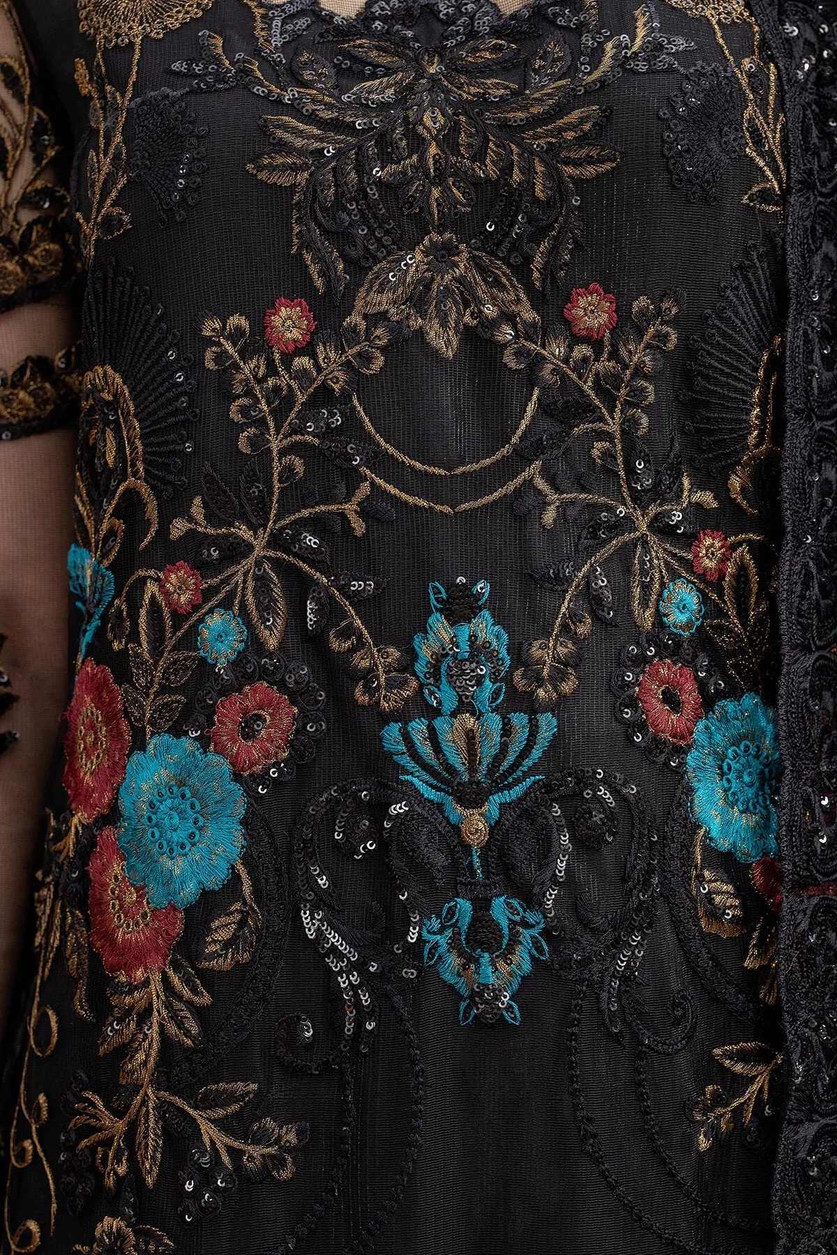 Premium Embroidered Black Salwar Kameez Trousers Pakistani Party Dress