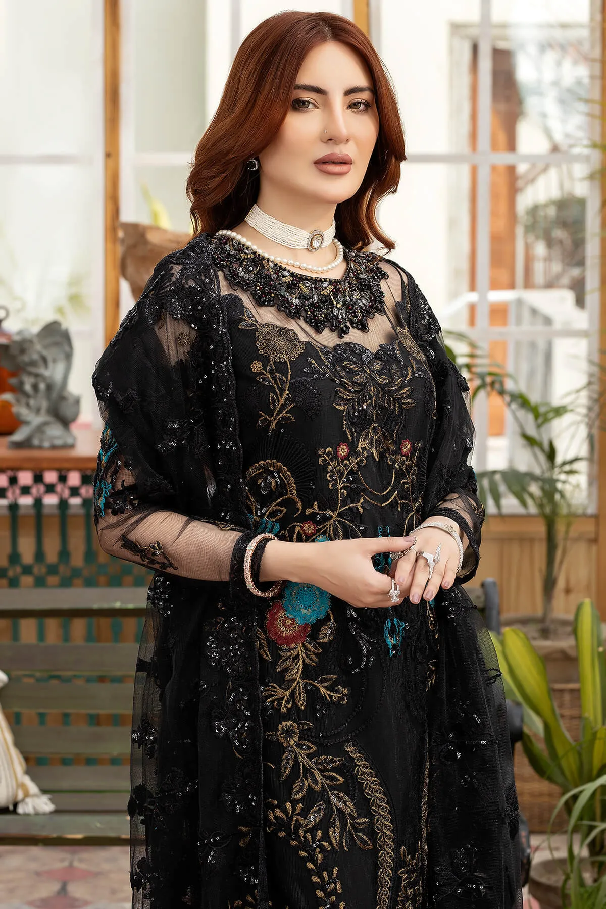 Premium Embroidered Black Salwar Kameez Trousers Pakistani Party Dress