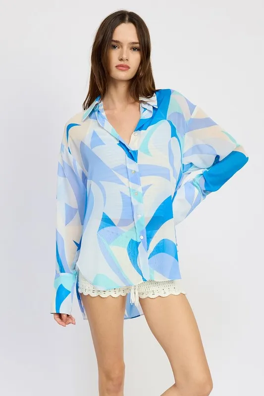 Printed Oversize Blouse