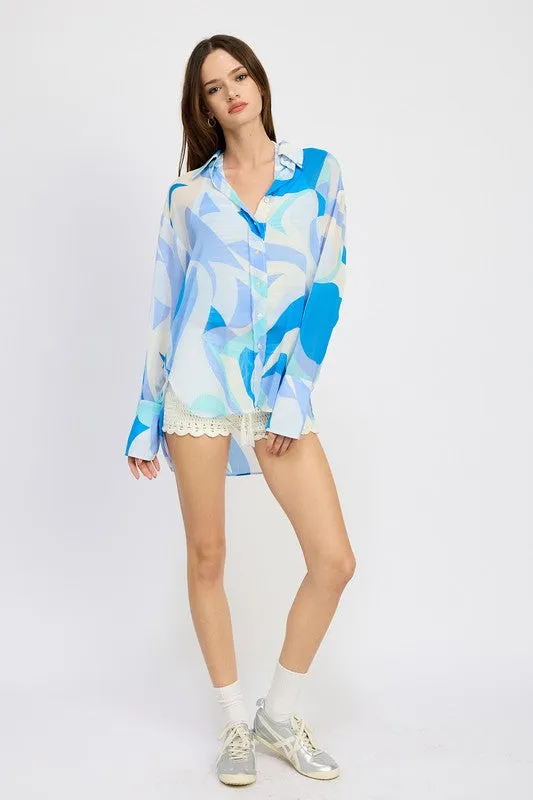 Printed Oversize Blouse