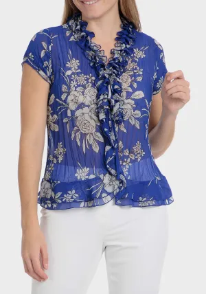 Printed pleated shirt - Blue