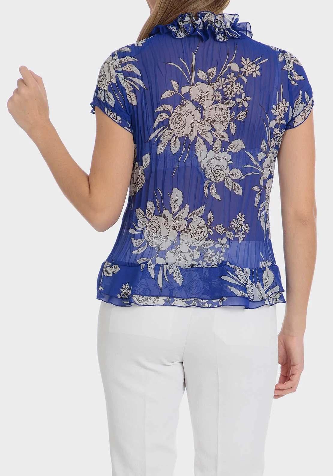 Printed pleated shirt - Blue