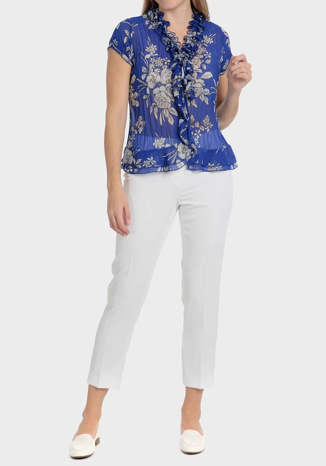 Printed pleated shirt - Blue