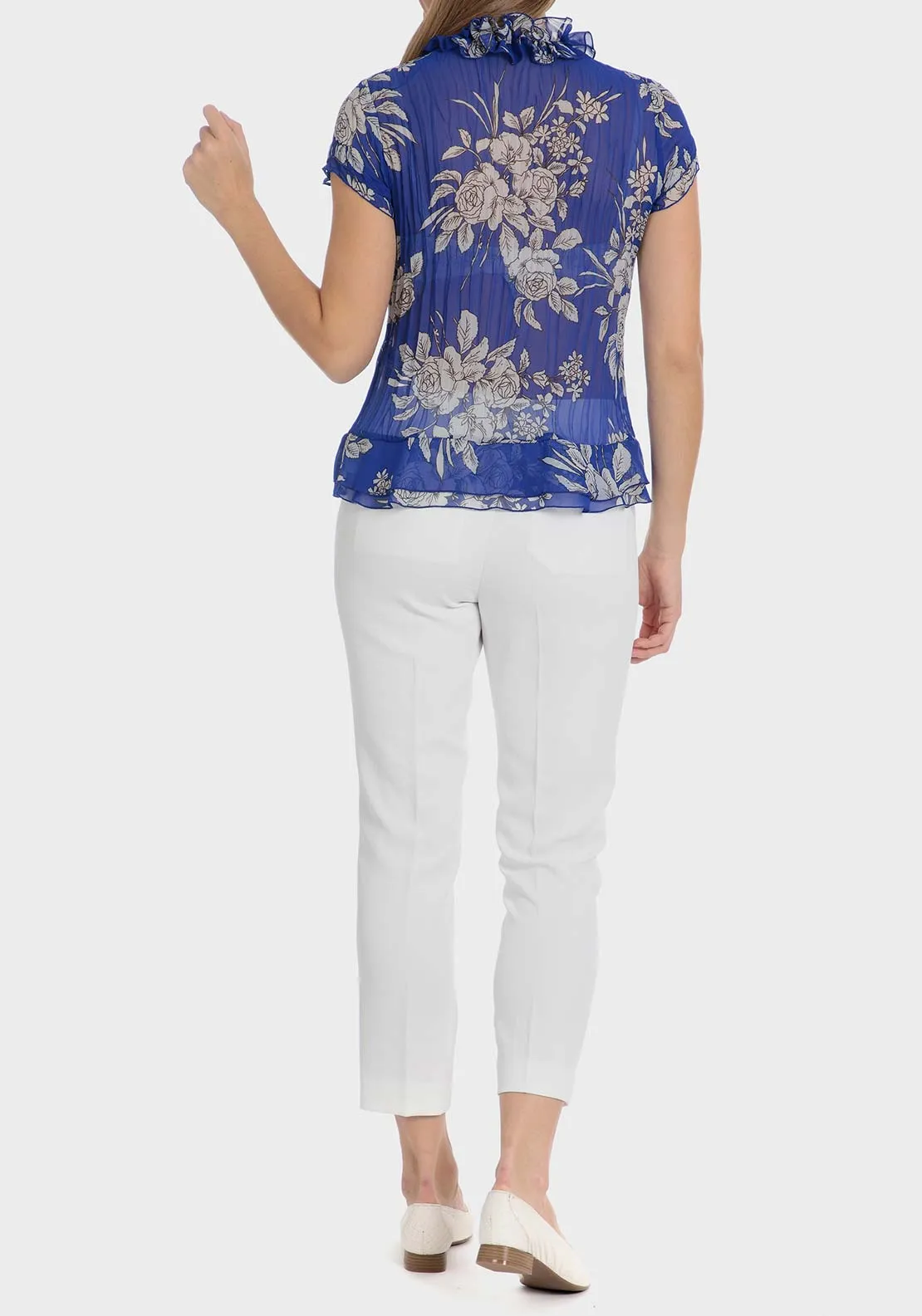 Printed pleated shirt - Blue