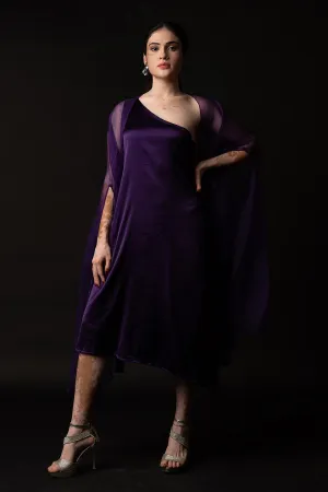 Purple One Shoulder Dress & Cape