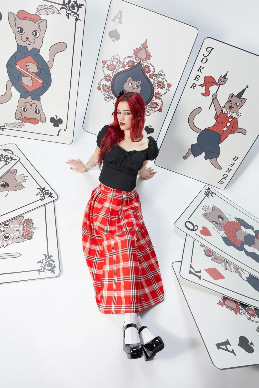 Queen Of Cats Tartan Skirt