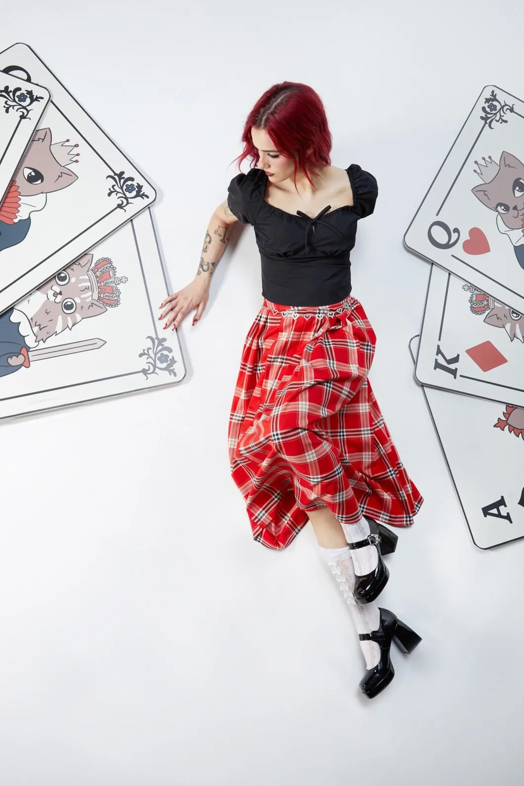 Queen Of Cats Tartan Skirt