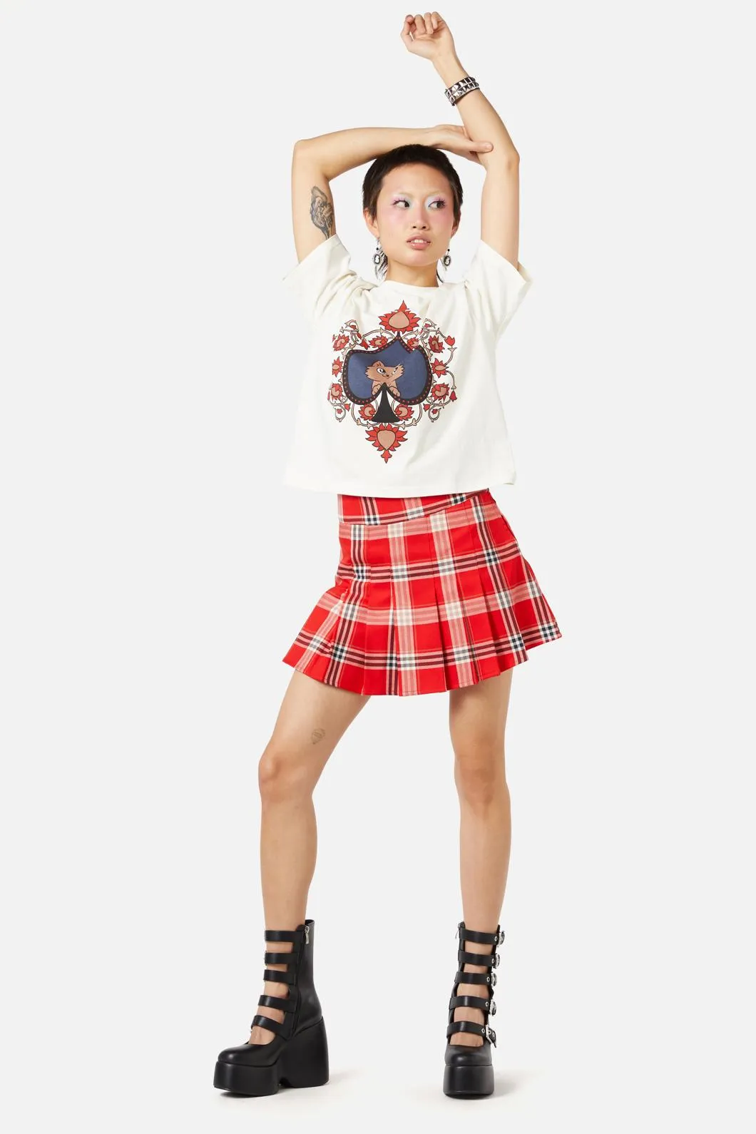 Queen Of Cats Tartan Skort