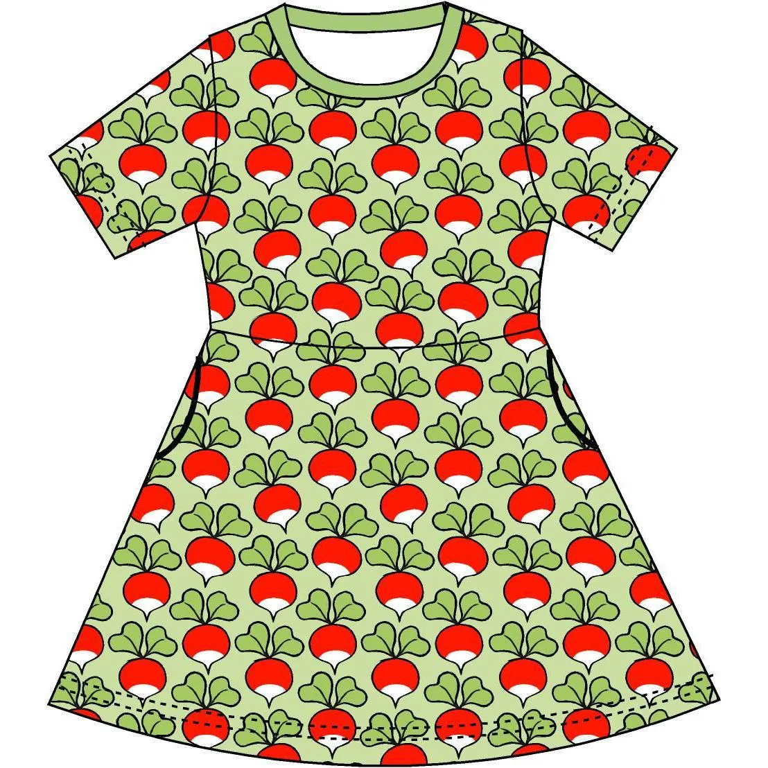 Radish - Butterfly Green Short Sleeve Skater Dress