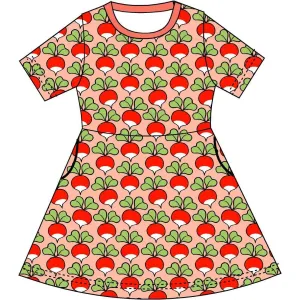 Radish - Peach Nectar Short Sleeve Skater Dress