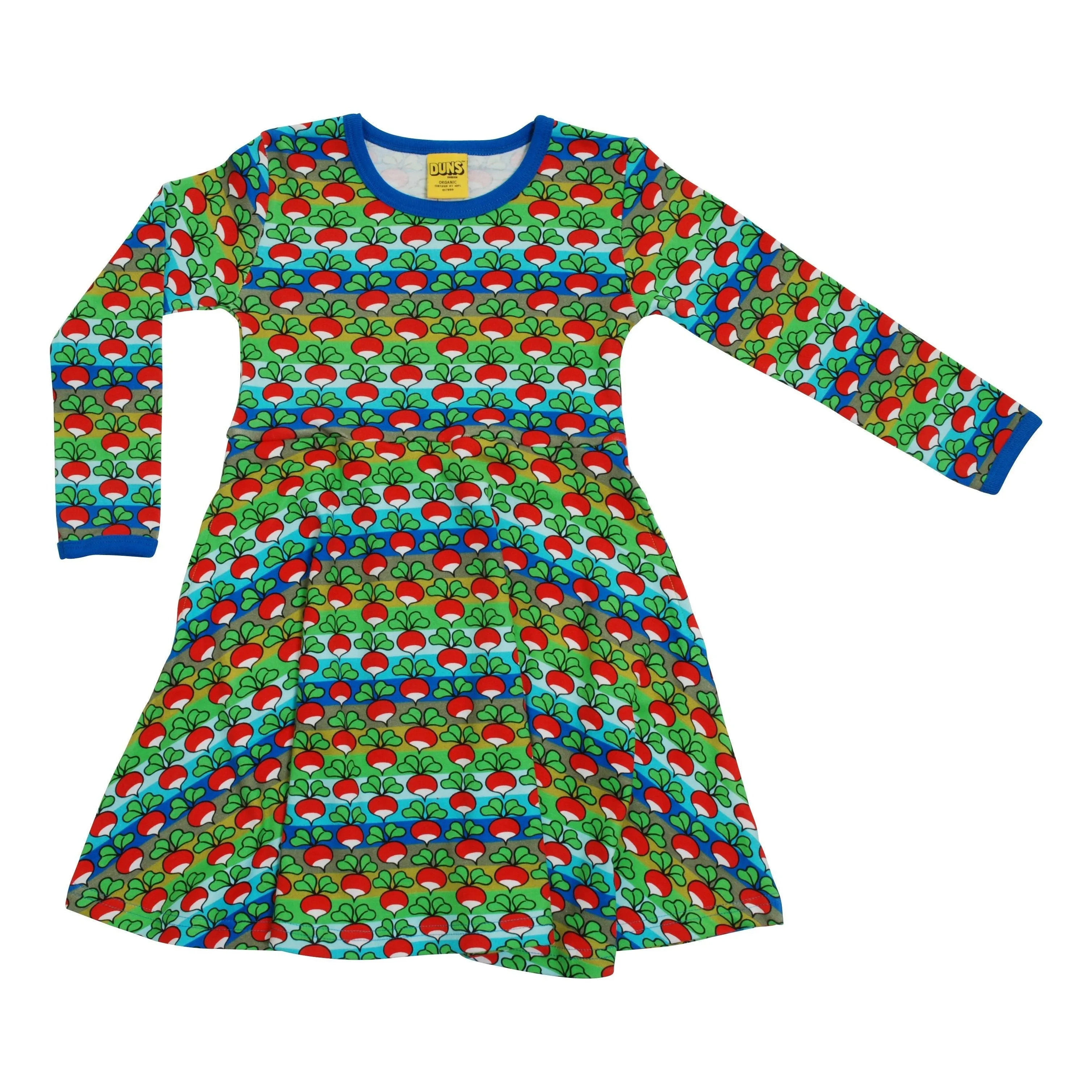 Radish Stripe - Blue/Green Long Sleeve Skater Dress