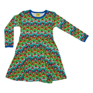 Radish Stripe - Blue/Green Long Sleeve Skater Dress