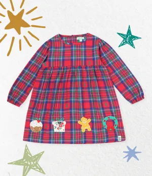 Red Festive Treats Applique Dress