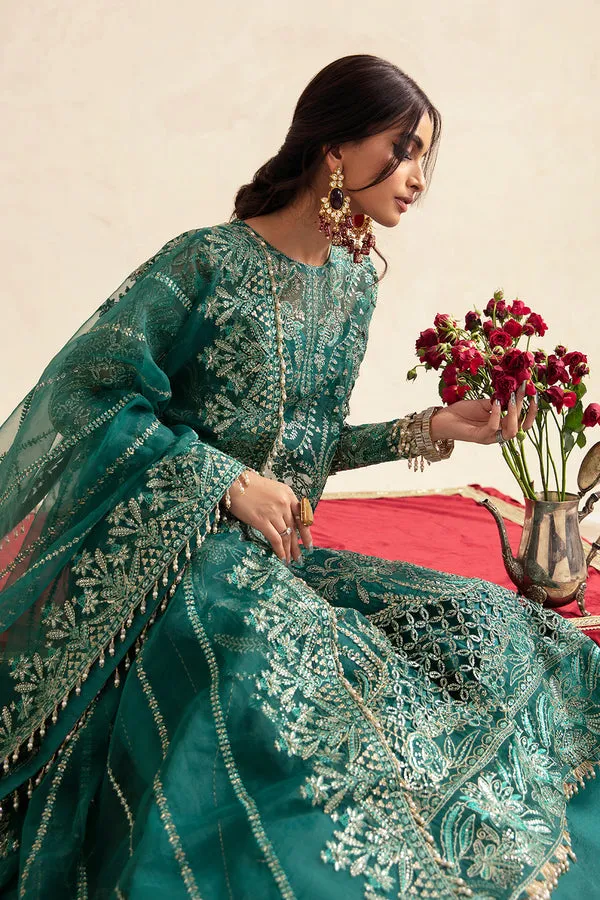 Regal Green Embroidered Pakistani Wedding Dress Kameez Gharara