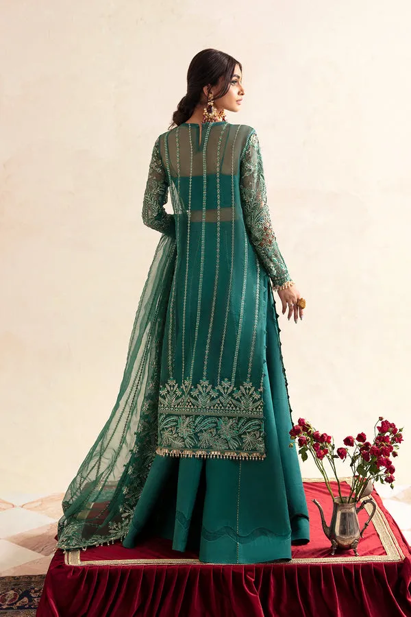 Regal Green Embroidered Pakistani Wedding Dress Kameez Gharara