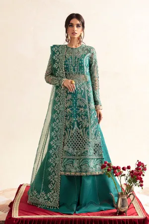 Regal Green Embroidered Pakistani Wedding Dress Kameez Gharara
