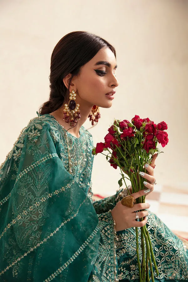 Regal Green Embroidered Pakistani Wedding Dress Kameez Gharara
