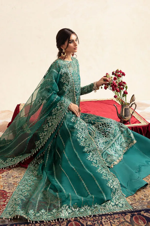 Regal Green Embroidered Pakistani Wedding Dress Kameez Gharara